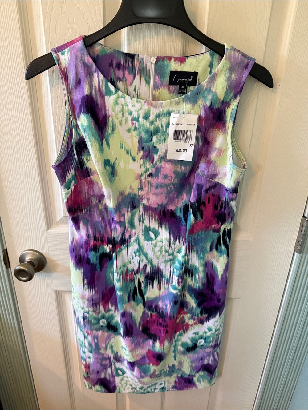 connected apparel Purple, Mint & Teal Watercolor Floral Sheath Dress